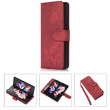 For Samsung Galaxy Z Fold4 5G Leather Phone Case With Pen Slot - Horizontal Flip - Red