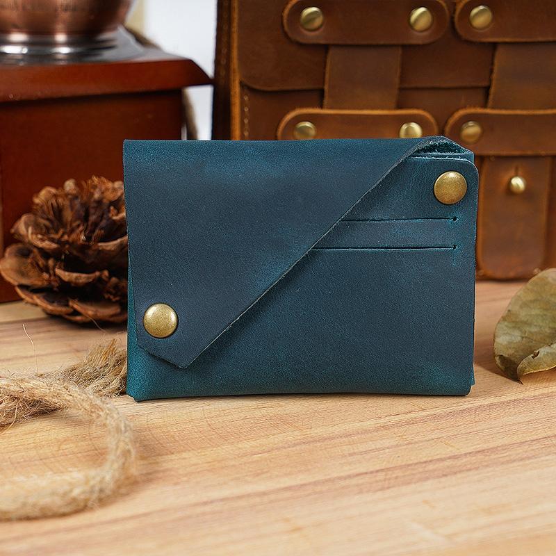Leather Card Holder For Bank Cards Black - Ink Green