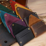 Leather Card Holder For Bank Cards Black - Ink Green - Low Angle