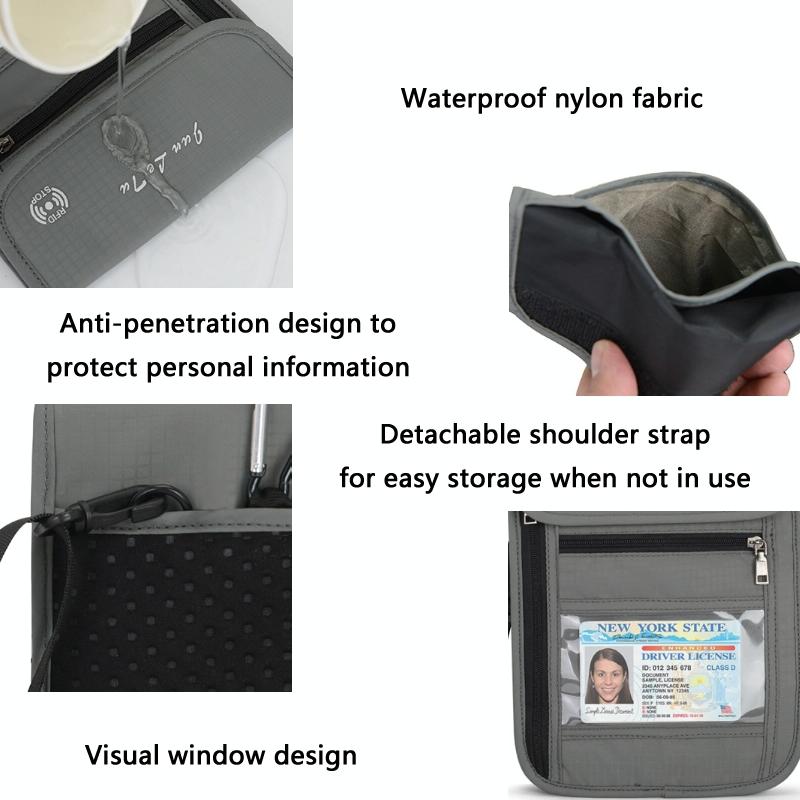 Rfid Passport Storage Bag Anti Theft Messenger - Light Grey