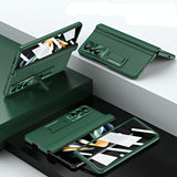 For Samsung Galaxy Z Fold4 5G Foldable Full Body Case - 360 Degree Folding - Green - Top-Down View