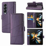 For Samsung Galaxy Z Fold4 5G Embossed Pu Leather Phone Case - Purple