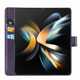 For Samsung Galaxy Z Fold4 5G Embossed Pu Leather Phone Case - Purple - Rear View
