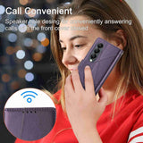 For Samsung Galaxy Z Fold4 5G Embossed Pu Leather Phone Case - Purple - Low Angle