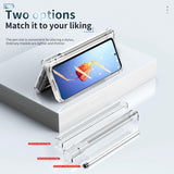 For Samsung Galaxy Z Fold4 5G Full Body Phone Case with Integrated Hinge and Pen Slot - Transparent - 45-Degree Angle