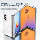 For Samsung Galaxy Z Fold4 5G Full Body Phone Case with Integrated Hinge and Pen Slot - Transparent - Close-Up Angle