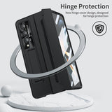 For Samsung Galaxy z Fold4 5G Full Coverage Phone Case with Hinge - Integrated Design - Gold + Pink - Side View