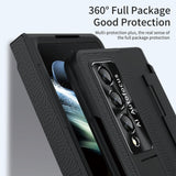 For Samsung Galaxy z Fold4 5G Full Coverage Phone Case with Hinge - Integrated Design - Gold + Pink