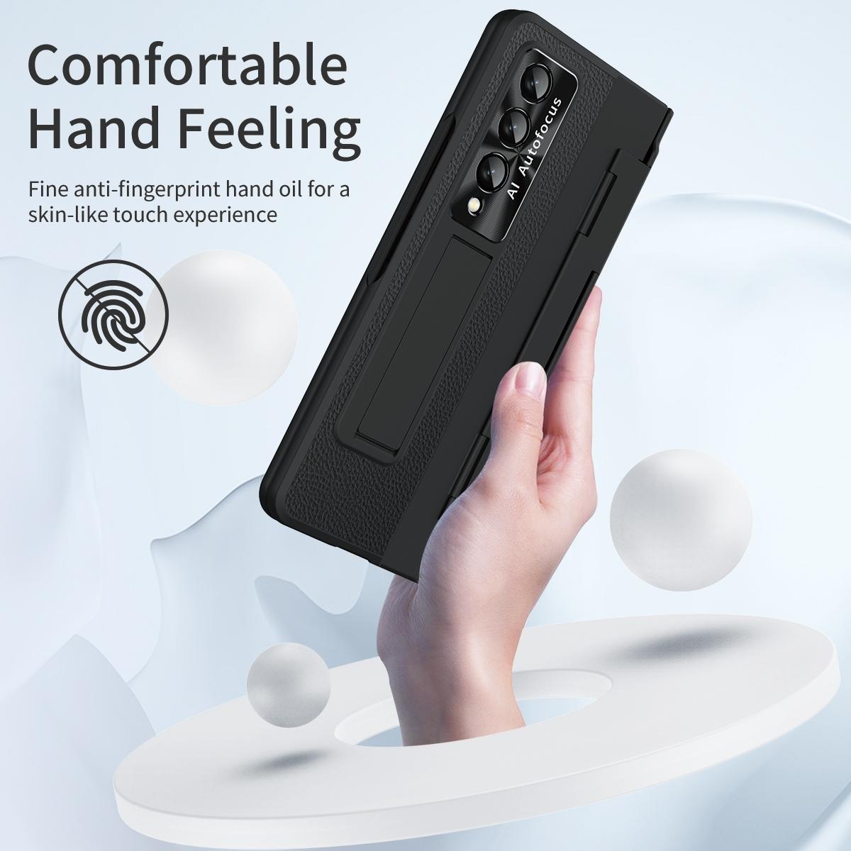 For Samsung Galaxy z Fold4 5G Full Coverage Phone Case with Hinge - Integrated Design - Gold + Pink