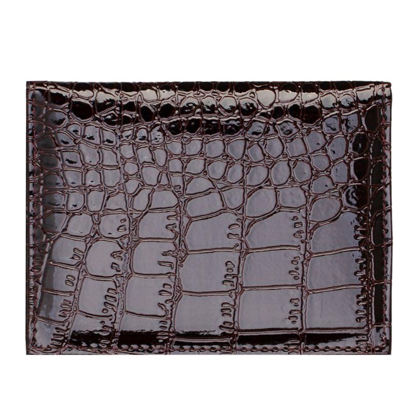 Pu Crocodile Pattern Card Holder Fits Cdc Documents - Brown