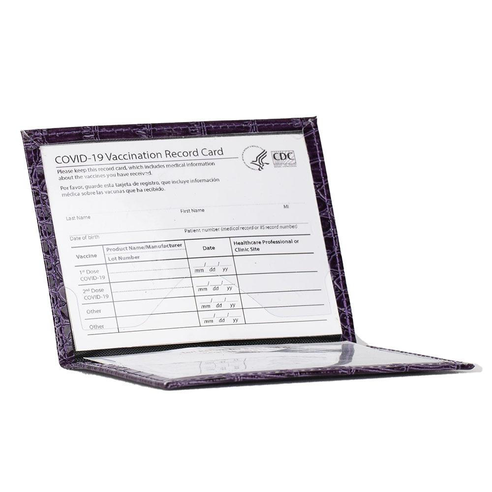 Pu Crocodile Pattern Card Holder Fits Cdc Documents - Brown