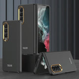 For Samsung Galaxy Z Fold4 5G Electroplating Lens Frame Case - Ultra Thin - Brown - Front View