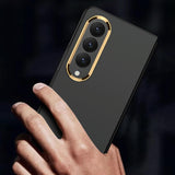 For Samsung Galaxy Z Fold4 5G Electroplating Lens Frame Case - Ultra Thin - Brown - Top-Down View