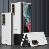 For Samsung Galaxy Z Fold4 5G Electroplating Lens Frame Case - Ultra Thin - Brown