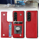For Samsung Galaxy Z Fold4 5G Full Coverage Double Buckle Phone Case - Red - Top-Down View