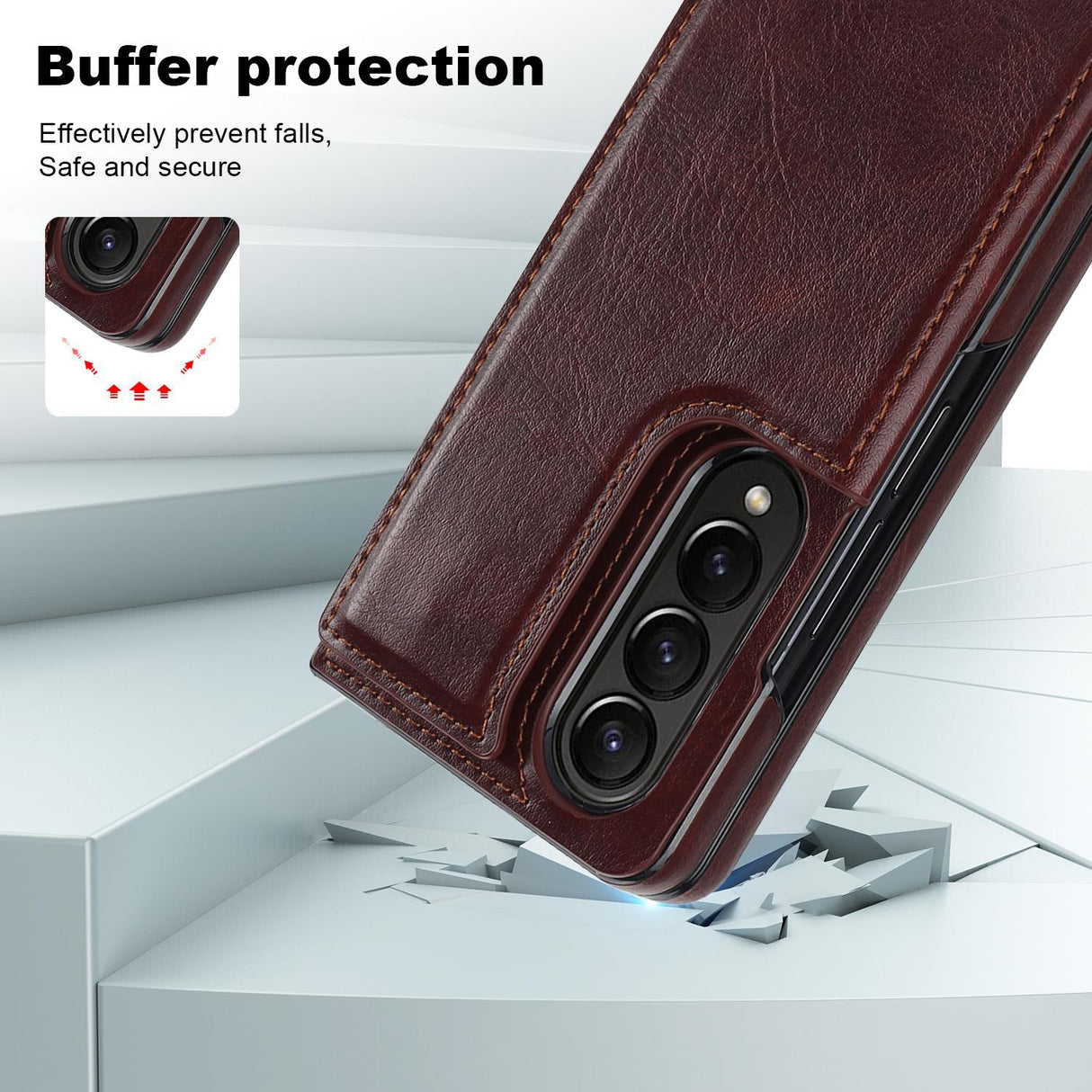 For Samsung Galaxy Z Fold4 5G Full Coverage Double Buckle Phone Case - Red