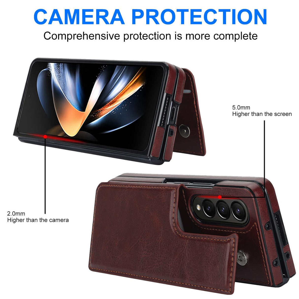For Samsung Galaxy Z Fold4 5G Full Coverage Double Buckle Phone Case - Red