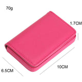Stainless Steel Magnetic Business Card Holder Pu Leather Case - Rose Red