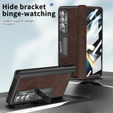 For Samsung Galaxy Z Fold4 5G Magnetic Phone Case - Napa Pattern - Royal Blue - Side View