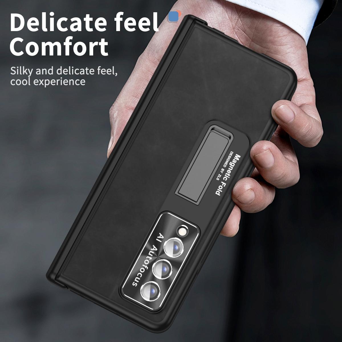 For Samsung Galaxy Z Fold4 5G Magnetic Phone Case - Napa Pattern - Royal Blue