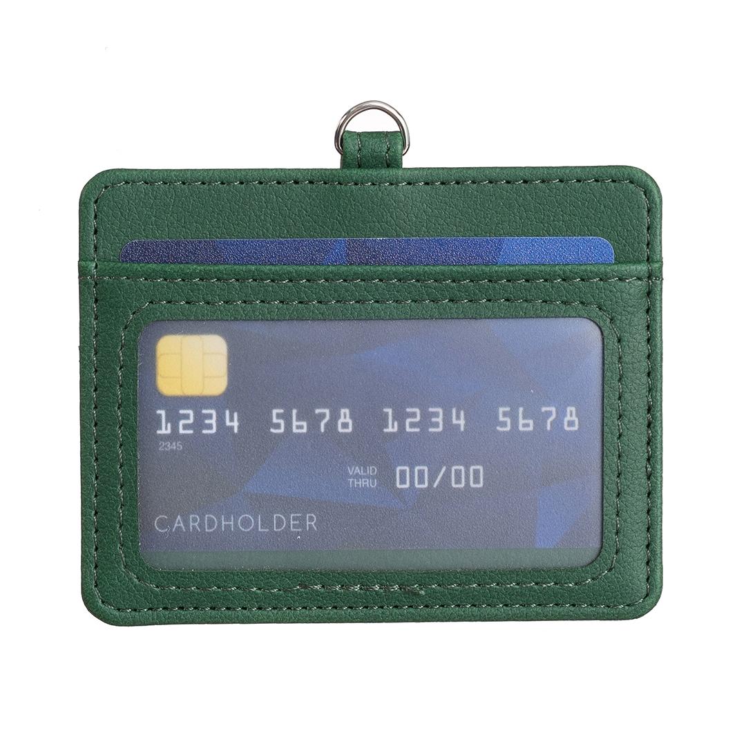 Horizontal Id Card Bag & Lanyard - Green