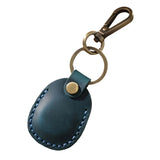Vintage Leather Proximity Card Holder Access Control - Blue - Front View