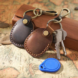 Vintage Leather Proximity Card Holder Access Control - Blue - Close-Up Angle