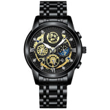 Waterproof Luminous Quartz Watch with Multifunctional Design - White Steel Black Surface - Extra Image