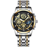 Waterproof Luminous Quartz Watch with Multifunctional Design - White Steel Black Surface - Extra Image