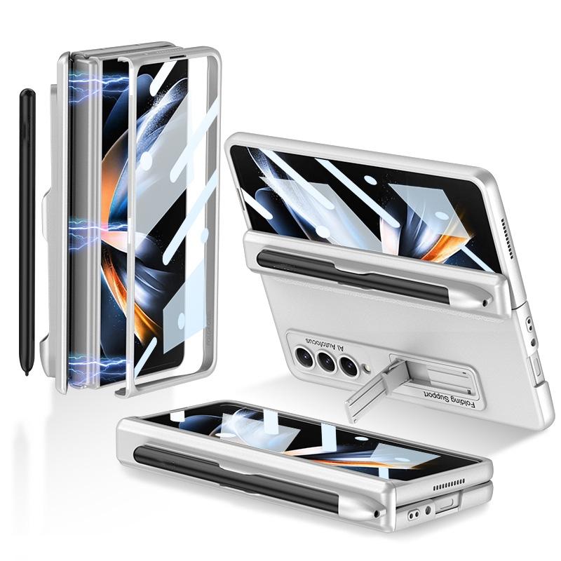 For Samsung Galaxy Z Fold4 5G Foldable Magnetic Flip Case With Holder & Pen Slot - Gkk - Champagne Gold