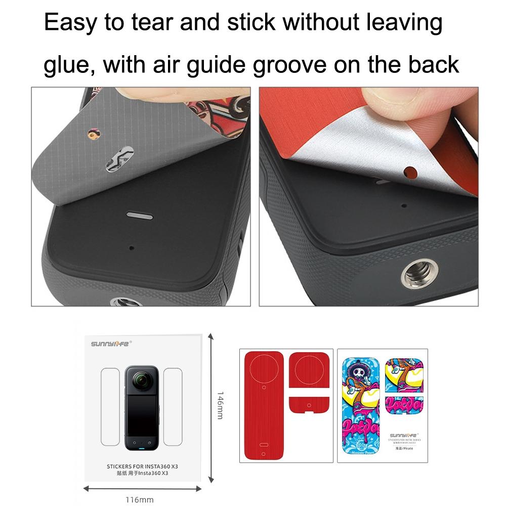 Protective Film Stickers for Dji Insta360 X3 Panoramic Camera - Carnival + Drawing Black