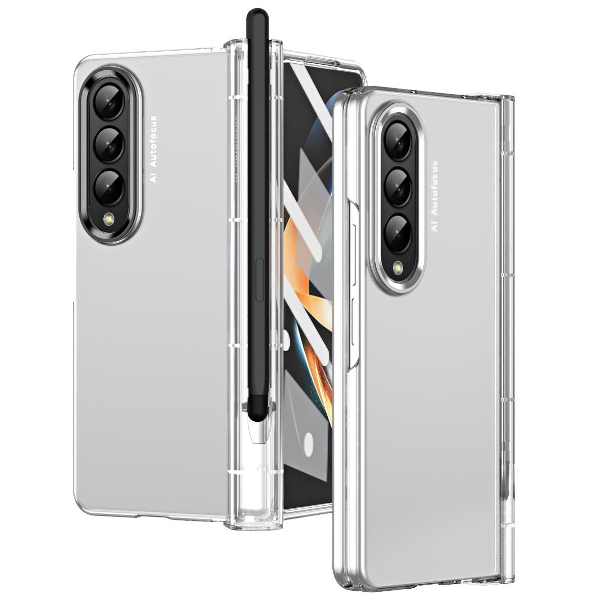 For Samsung Galaxy Z Fold4 5G Samsung Fold 4 Hinge Flip Case - Two Tone Contact Lens - Transparent