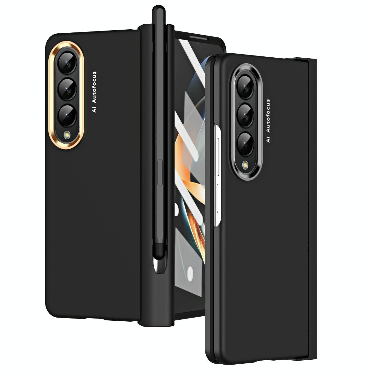 For Samsung Galaxy Z Fold4 5G Samsung Fold 4 Hinge Flip Case - Two Tone Contact Lens - Transparent
