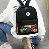 Versatile Student Backpack with Usb Port - College Style - Leaves Blue - Low Angle