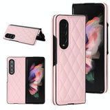 For Samsung Galaxy Z Fold4 5G Foldable Microfiber Phone Case - Rhombic Design - White - Front View