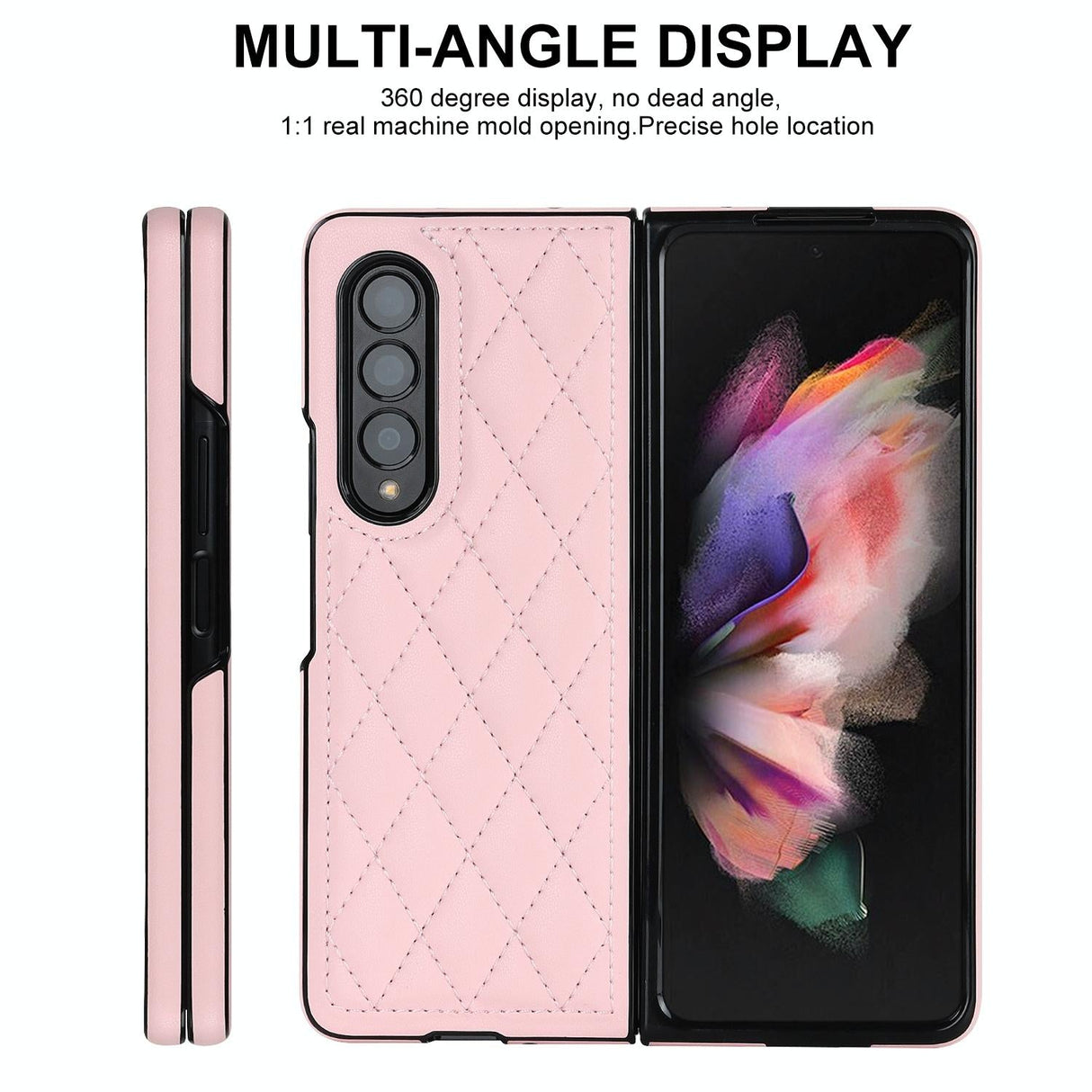 For Samsung Galaxy Z Fold4 5G Foldable Microfiber Phone Case - Rhombic Design - White