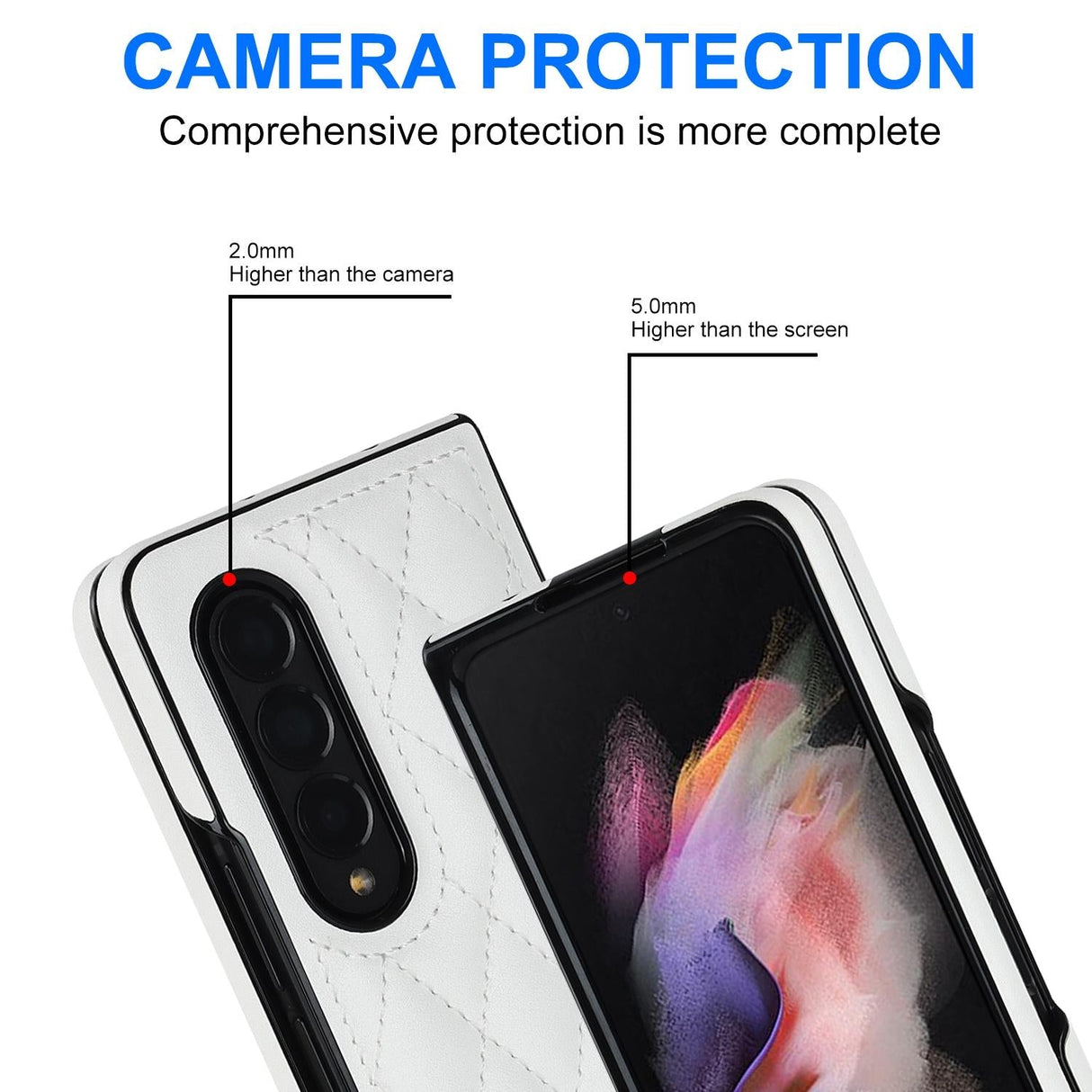For Samsung Galaxy Z Fold4 5G Foldable Microfiber Phone Case - Rhombic Design - White