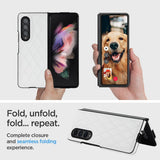 For Samsung Galaxy Z Fold4 5G Foldable Microfiber Phone Case - Rhombic Design - White