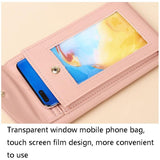 Women Touch Screen Shoulder Bag For Mobile Phones - Light Green - Rear View