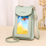 Women Touch Screen Shoulder Bag For Mobile Phones - Light Green