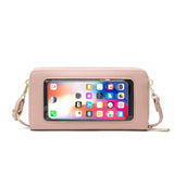 Anti Theft Rfid Cross Body Phone Bag With Touch Screen - Pink