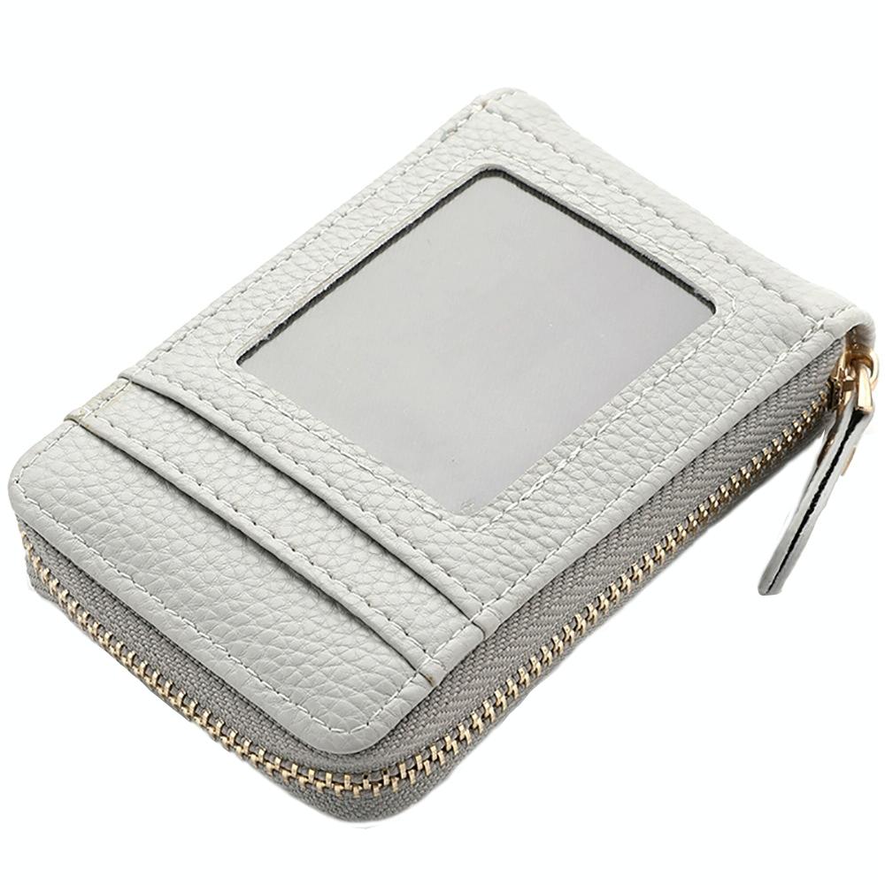 Multi Slot Short Card Holder With Zipper Coin Purse Pu Leather - Blue