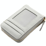 Multi Slot Short Card Holder With Zipper Coin Purse Pu Leather - Blue