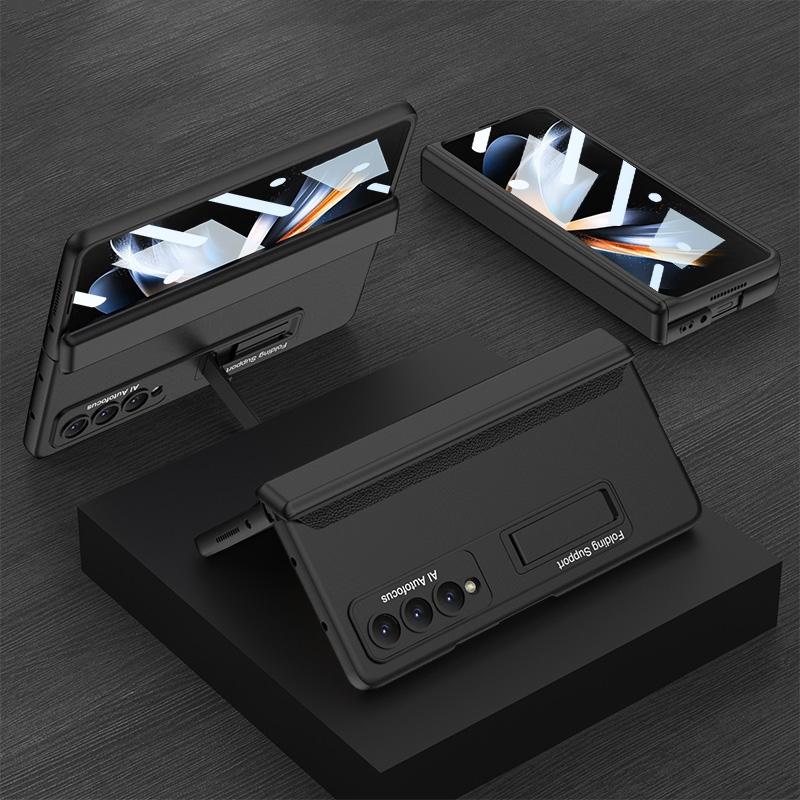 For Samsung Galaxy Z Fold4 5G Foldable Magnetic Hinge Case - Compact Design - Wine Red
