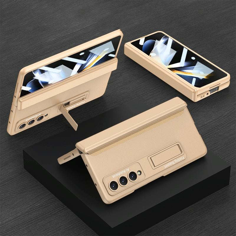 For Samsung Galaxy Z Fold4 5G Foldable Magnetic Hinge Case - Compact Design - Wine Red