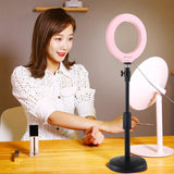10 Mode Rgbw Led Ring Light with Tripod and Ball Head - 4.7 Inch Curved Surface - Pink - Top-Down View