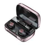 Intelligent Noise Reduction Bluetooth Earphones with Touch Control and Battery Display - Pink - Front View