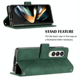 For Samsung Galaxy z Fold4 5G Embossed Leather Flip Crossbody Phone Case - 3d Design - Brown - Top-Down View