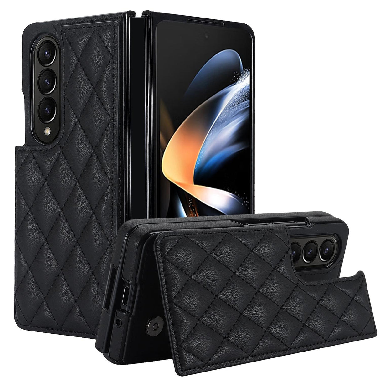 For Samsung Galaxy Z Fold4 5G Foldable Full Coverage Double Buckle Pu Phone Case - Red