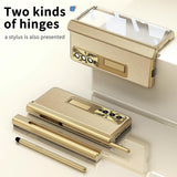 For Samsung Galaxy Z Fold4 5G Shockproof Magnetic Litchi Pattern Phone Case - Champagne Gold - 45-Degree Angle